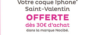 Votre coque Iphone* Saint-Valentin offerte dès 30€ d'achat dans la marque Nocibé.
